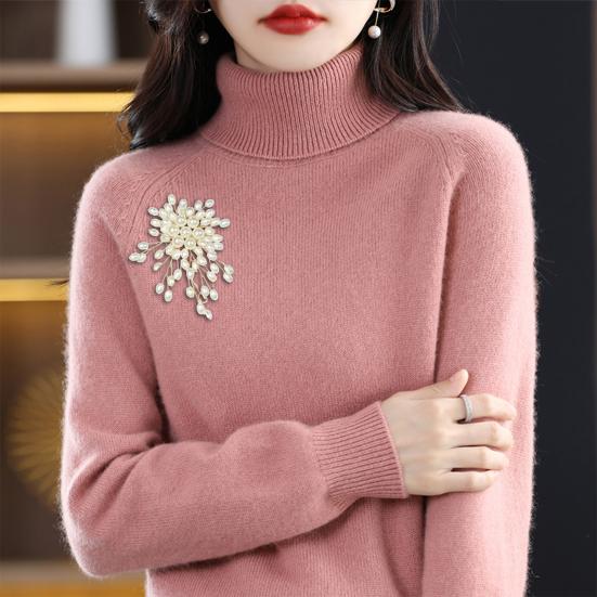 Women Brooch Hand-Woven Irregular Imitation Pearls Brooch Suit Coat Collar