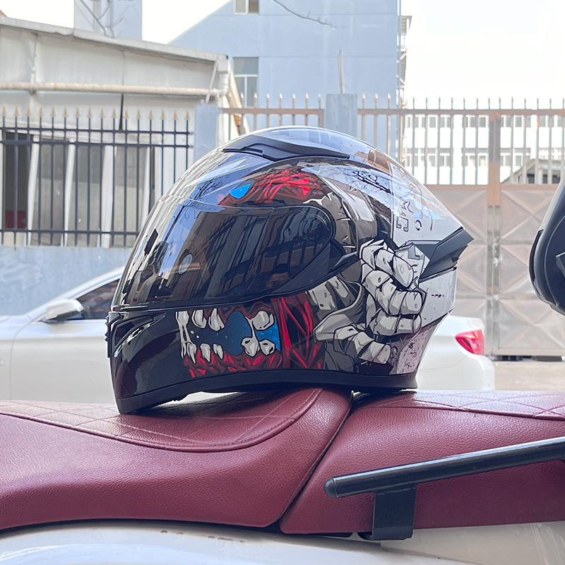 Motorcycle Helmet Full Helmet Can Be Equipped with Bluetooth Headset Men's Four-season Electric Bicycle Riding Helmet