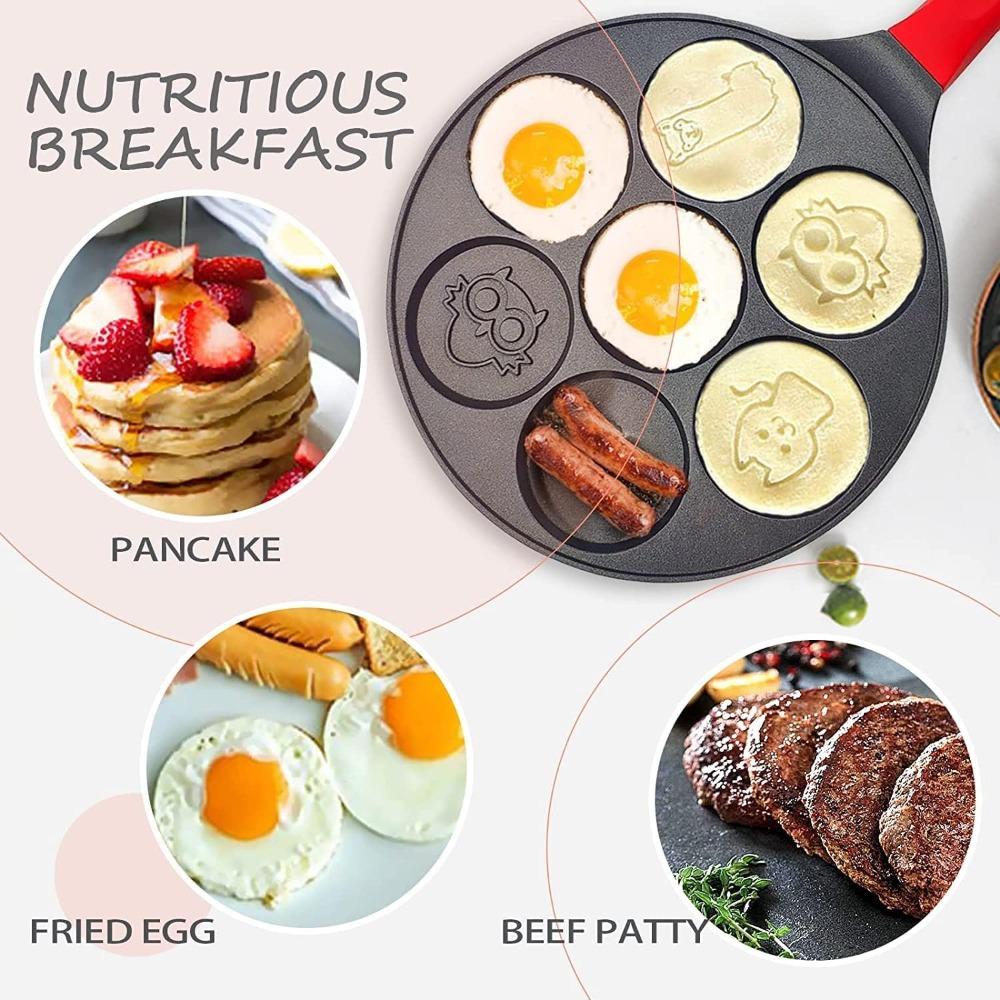 1Pcs Seven Hole Egg Pan Pancake Pan Breakfast Egg Roll Non Stick Pan Animal Waffle Machine Omelet Crepe Mini Mold Pan