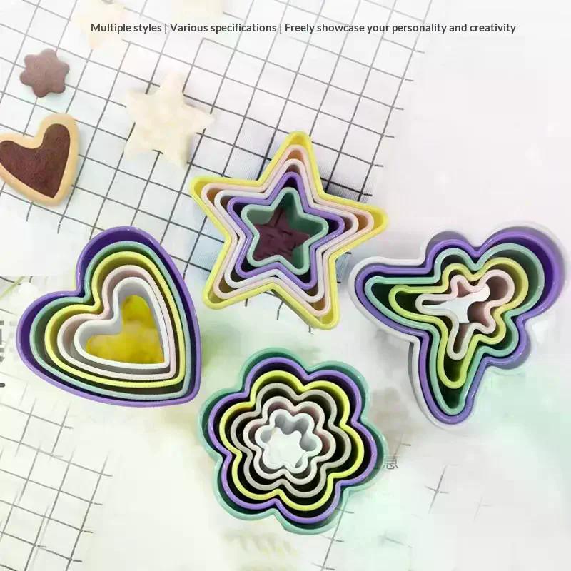 1Set Cupcake Multiple Shapes Cookie Cutter Plastic Cake Mold Geometric Figure Biscuit Fondant DIY Cake Cooking Tools
