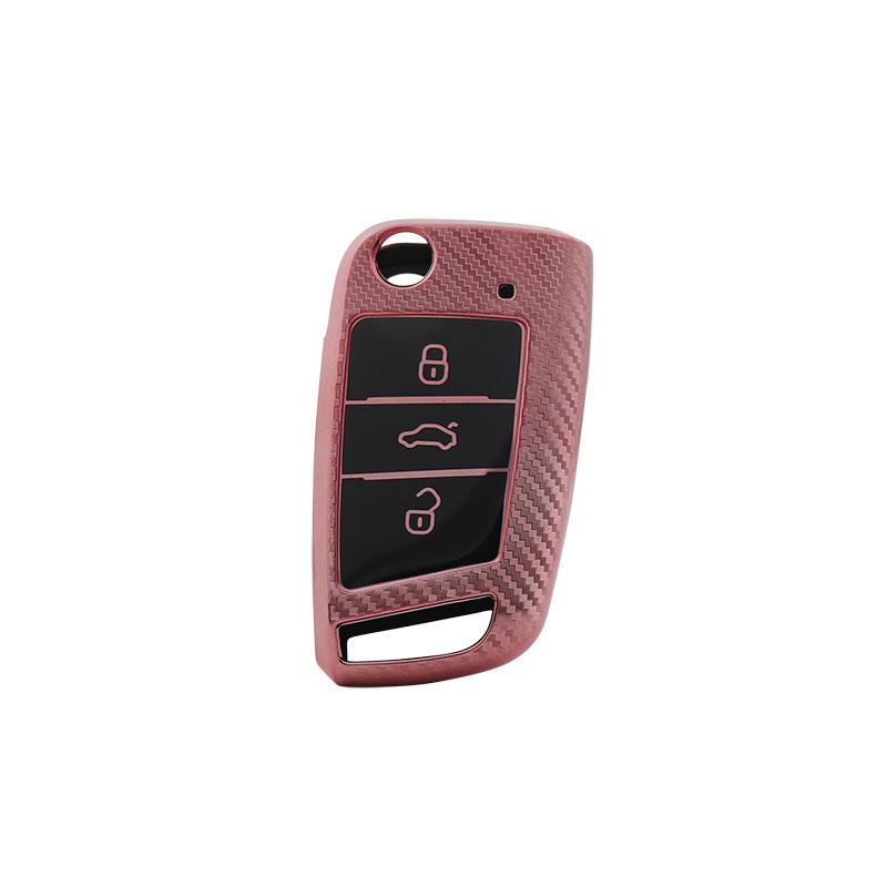 TPU Carbon Fiber Car Remote Key Cover Case Shell Key Fob for Golf Passat GTI 7 Octavia Kodiaq Karoq Protector Holder