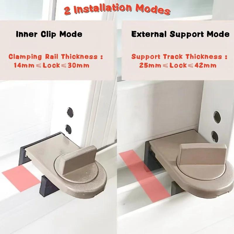 Window Safety Lock Aluminum Alloy Sliding Lock Sliding Door Anti-theft Lock Adjustable Buckle Window Stopper Lock for Home