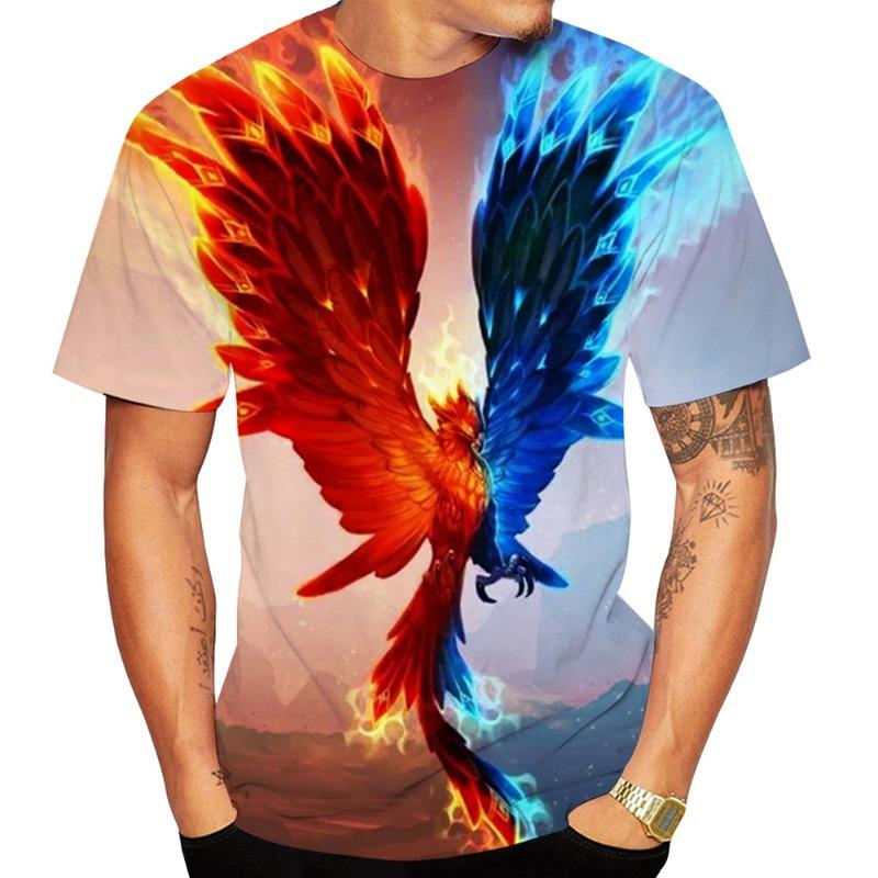New Fashion Phoenix T Shirts Bird 3D Print Men Woman Short Sleeve T-Shirt Streetwear Oversized Harajuku Kids Tops Tees Clothing