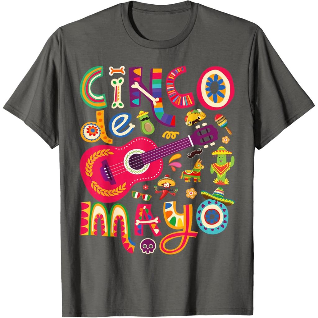 Cinco De Mayo Fiesta Guitar Graphic Tee Unisex's Casual Cotton T-Shirt
