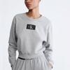 Calvin Klein 1996 Letter Patch Удобная толстовка с круглым вырезом и длинным рукавом Женская толстовка Серая QS6942-020