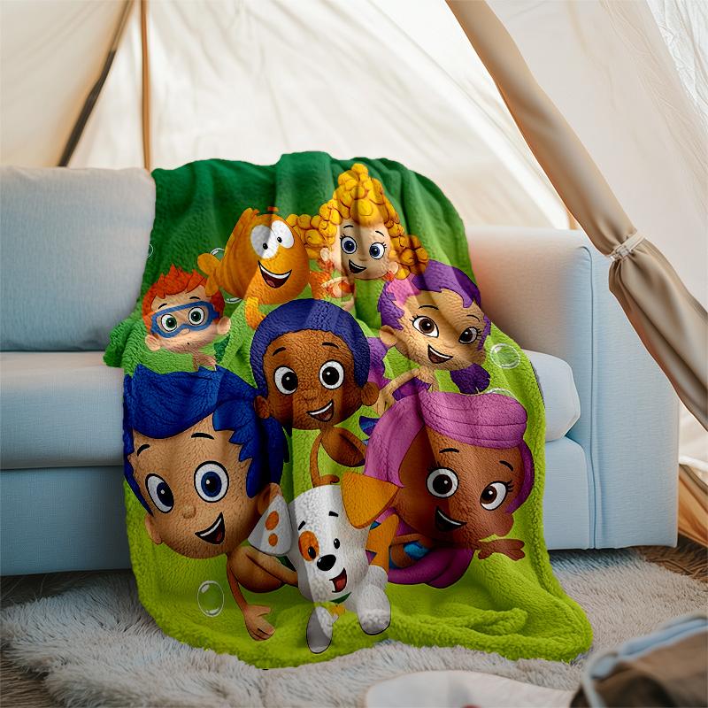 1pc Bubble guppies1 Theme Blanket - Digital Print, Polyester, Cozy for All Seasons, Perfect for Outdoor, and Travel