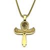 Ägyptisches Auge des Ra Horus Symbol Ankh Kreuz Anhänger Halskette für Frauen Männer Edelstahl Goldfarbe Flügel Skarabäus Kette Schmuck