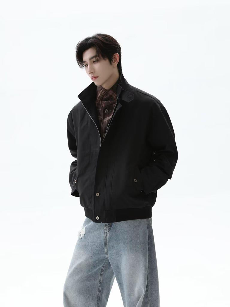 Men's Trendy Stand Collar Fake Two-Piece Workwear Jacket - 2026 Spring/Autumn Collection