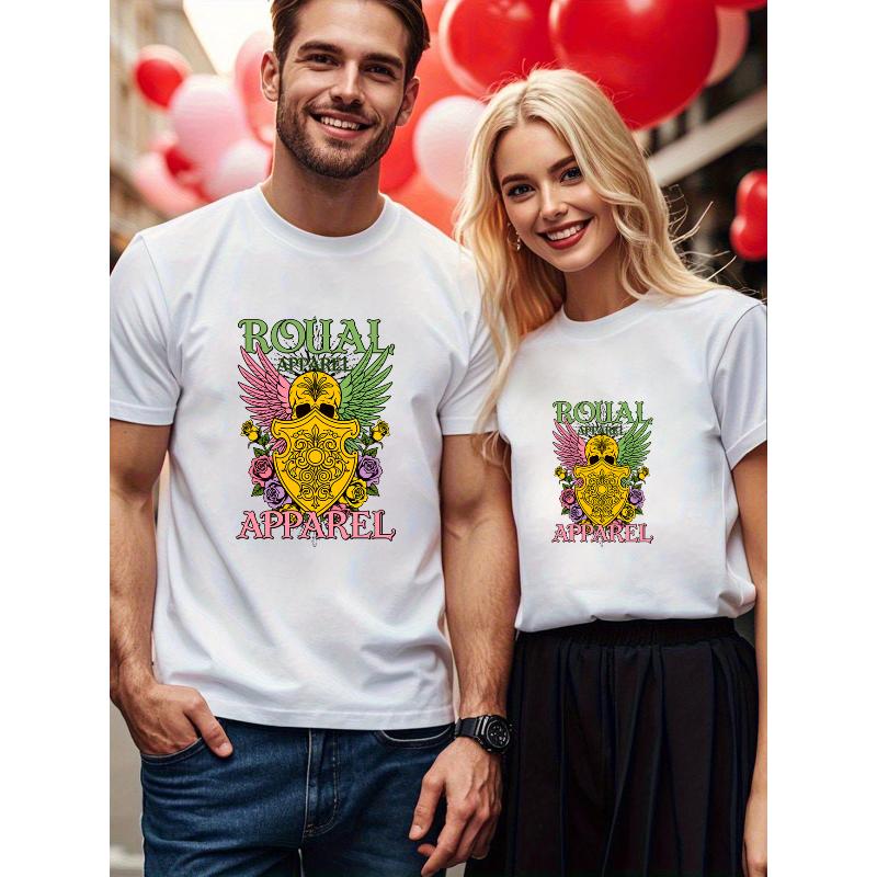 1PCS Valentine s Day Couple Short Sleeve T-shirt Soft Comfort XXL