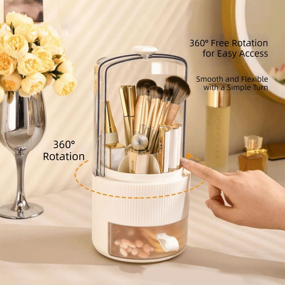 Plastic 360° Rotating Makeup Brush Holder Large Capacity Lipstick Eyebrow Pencil Holder  Bathroom