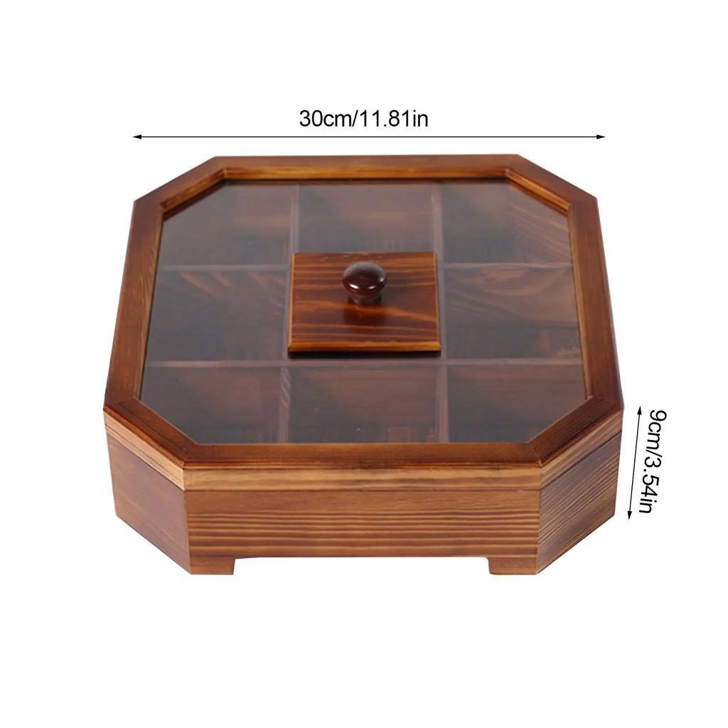 Solid Wooden Snack Box Chinese Style Multi-grid Dried Fruit Tray Organizer Multifunctional Innovative For Living Room