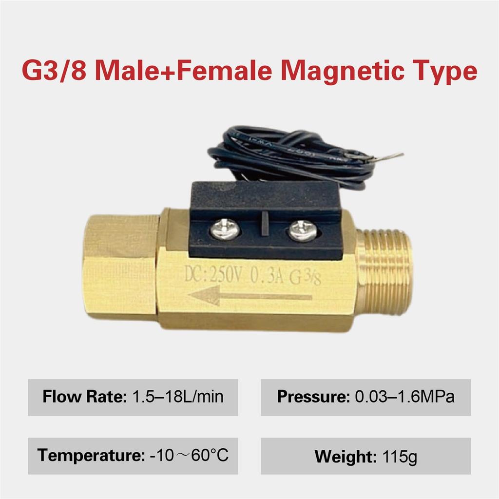 Brass Flow Switch Flow Meter Flowmeter 1.5‑3L/min G1/4 G1/2 Low Flow Water Normally Open Magnetic Spring Sensor Industrial