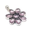 Pink Kunzite Gemstone Silver Flower Pendant In 925 Sterling Silver - Handmade Pear Design, Everyday Wear Jewelry Wadding Gift
