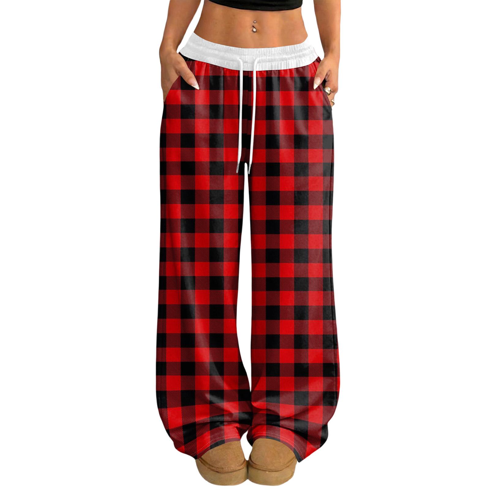 

Женские повседневные и модные брюки с эластичной талией, свободные, с широкими штанинами XXL красный