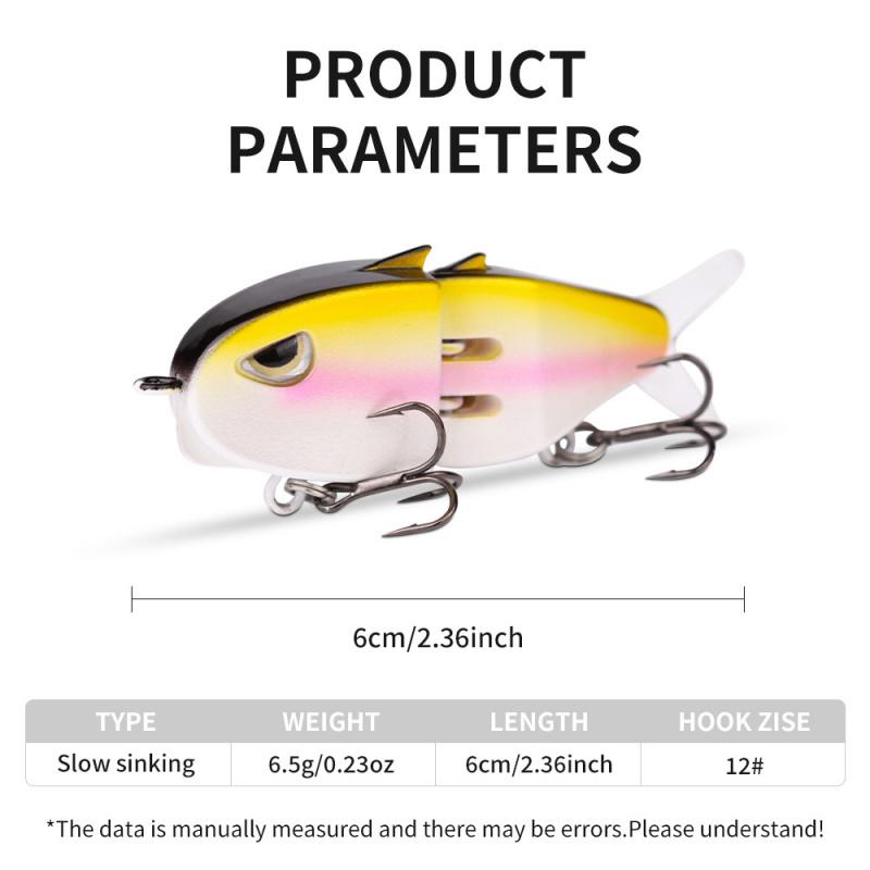 Lure Bait Micro Pencil6.5GDouble Hook Slow Sinking Bionic Bait Colorful Topmouth Culter Bass Mandarin Fish Bait6CM
