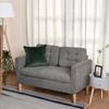 2-Seater Sofa, Couch with Storage, Wooden Legs, Padded Upholstered Sofa with Velvet Look for Living Room, Bedroom, 117 x 62 x 78 cm, Gray