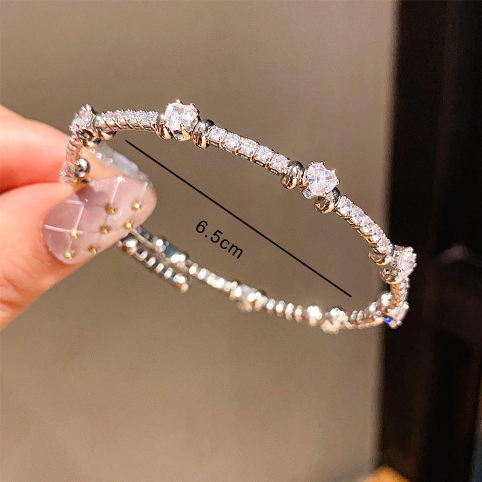 ZAKOL Korean Fashion Sparkling Geometric Heart Zirconia Bracelets for Women Elegant Wedding Party Jewelry Birthday Gift