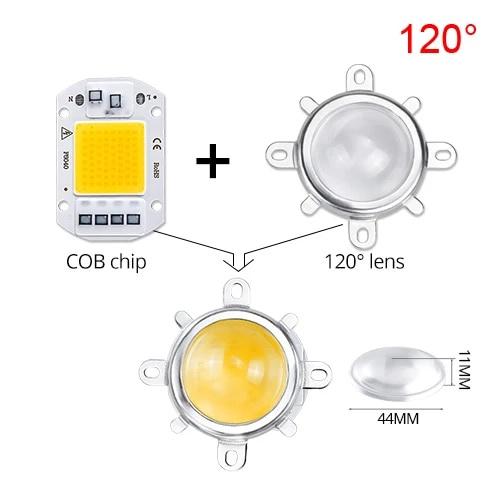 110V 220V 20W 30W 50W COB LED Chip Beads with 60/120 Degree Lens Reflector Smart IC COB Chip Array Matrix DIY Floodlight