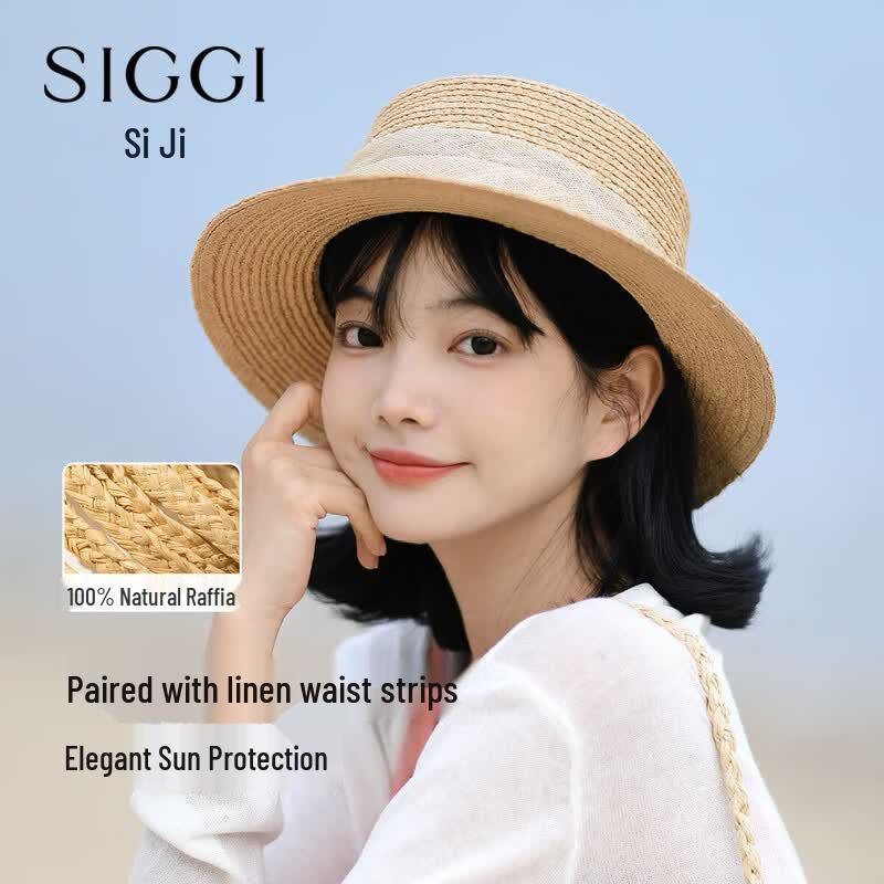 Siggi Women s Flat Top Raffia Sun Hat 57cm