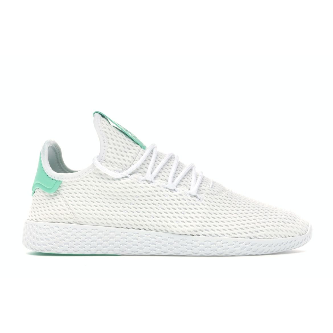 

Белые кроссовки унисекс adidas Pharrell x Tennis Hu Footwear-White Green-Glow BY8717