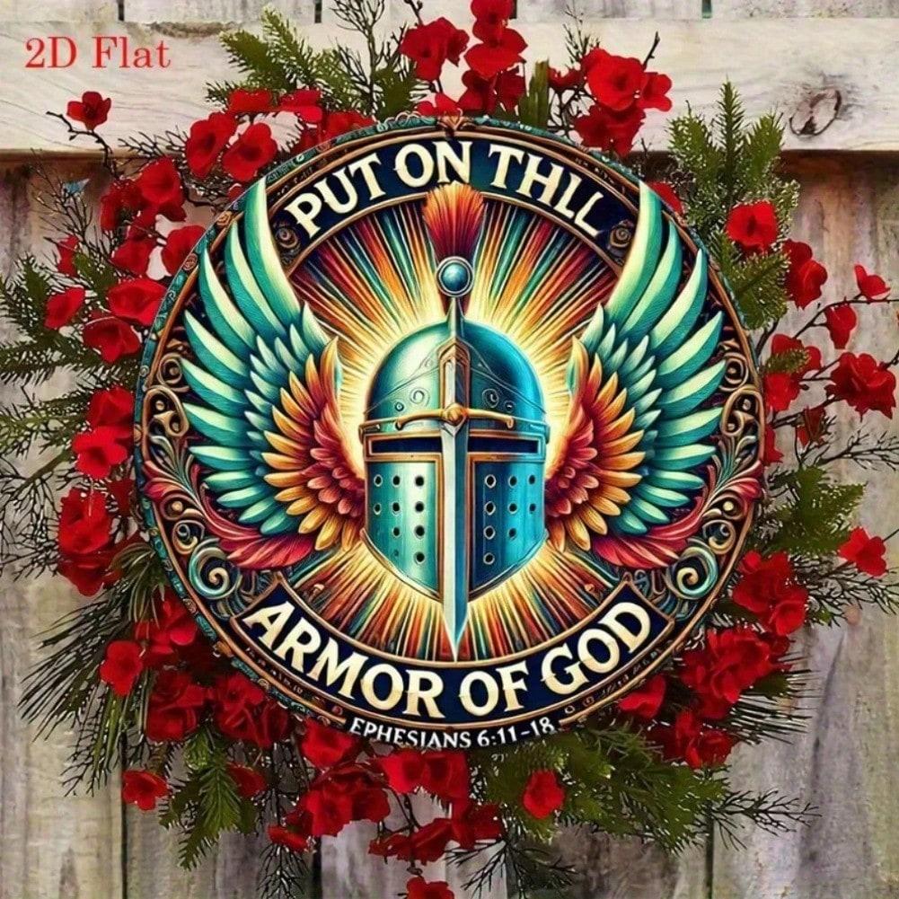 Броня Бога Рыцарь Настенное Искусство Металлическая Живопись Религиозный Декор Домашний Подарок 20x20 разноцветный