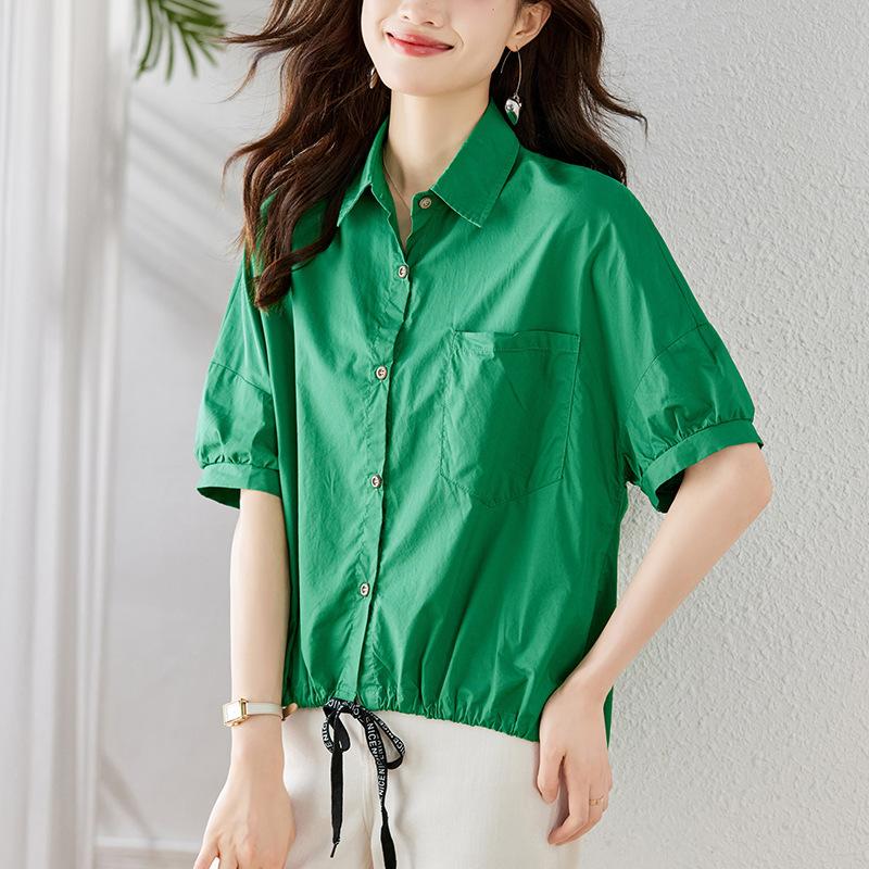 Shirt Women's Short Sleeve Summer New Top Korean Edition Fashion Pure Cotton Shirt