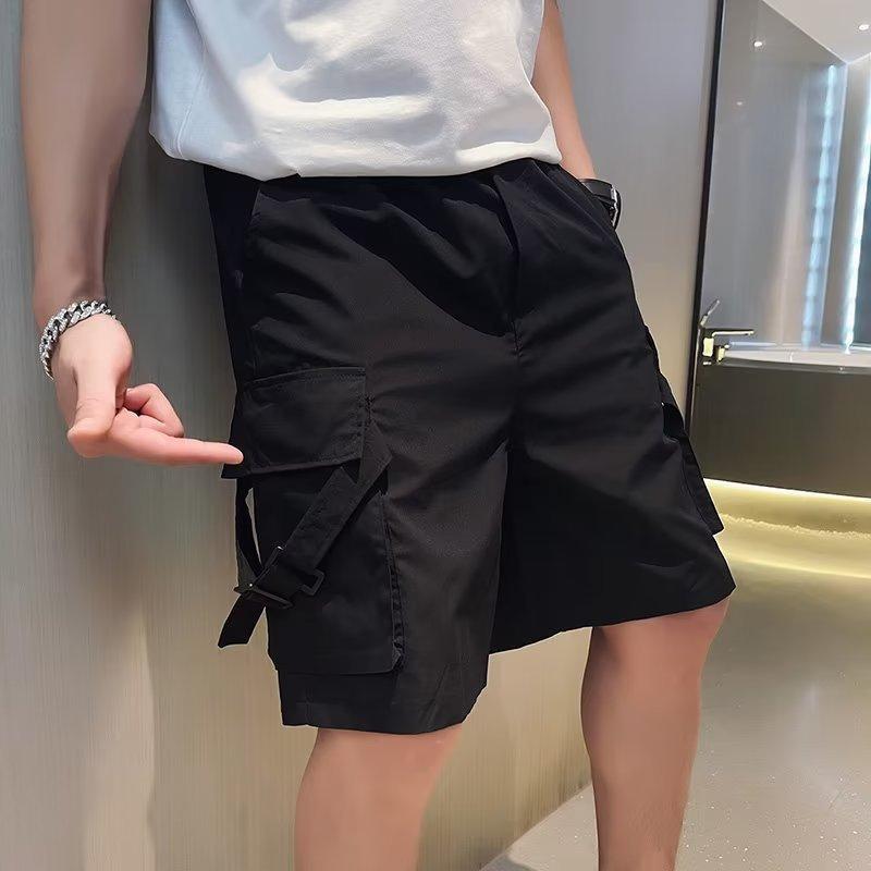 

Fashion Men s Work Shorts Tide Models Loose Five Trousers Leisure Hundred Chinese Shorts M чёрный