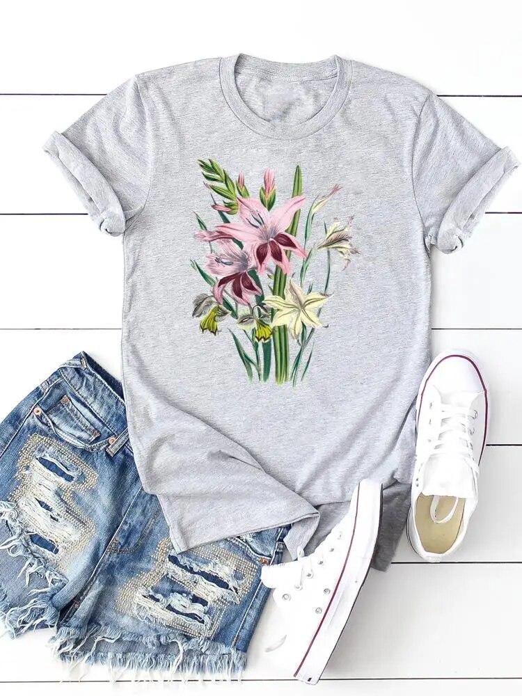 Print T-shirts Clothing Women 90s Sweet Lovely Cactus Trend T Clothes Short Sleeve Ladies Casual Fashion Female Graphic Tee