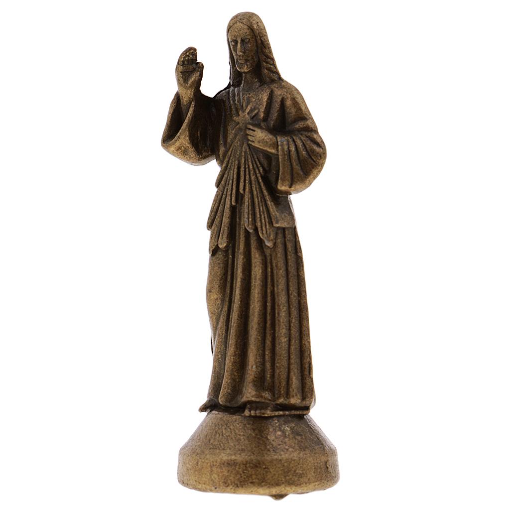Vintage Jesus Holy Statue Carved Christian for Believer Easter Decoration