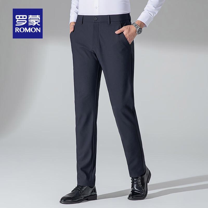 

Luomeng Men s Four-Way Stretch Fleece-Lined Straight-Leg Business Casual Pants 40