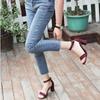 Fashion Women 2025 Summer Fashion Sandals Medium High Heel Block Heel Sandals Outdoor Fashion Sandals Women Heels Black Red Sandalias