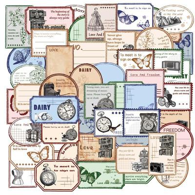 Waterproof Retro Decals: 50 Sheets of Journal Stickers for Notepads, Laptops, iPads, and Suitcases