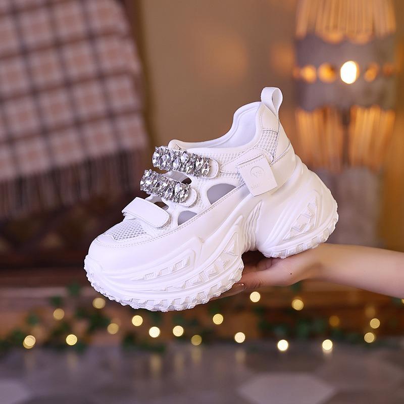 Dad Shoes Women's Summer New Tires Durian Bottom Rhinestone Word Mary Jane Thick-soled Heightening Sneakers