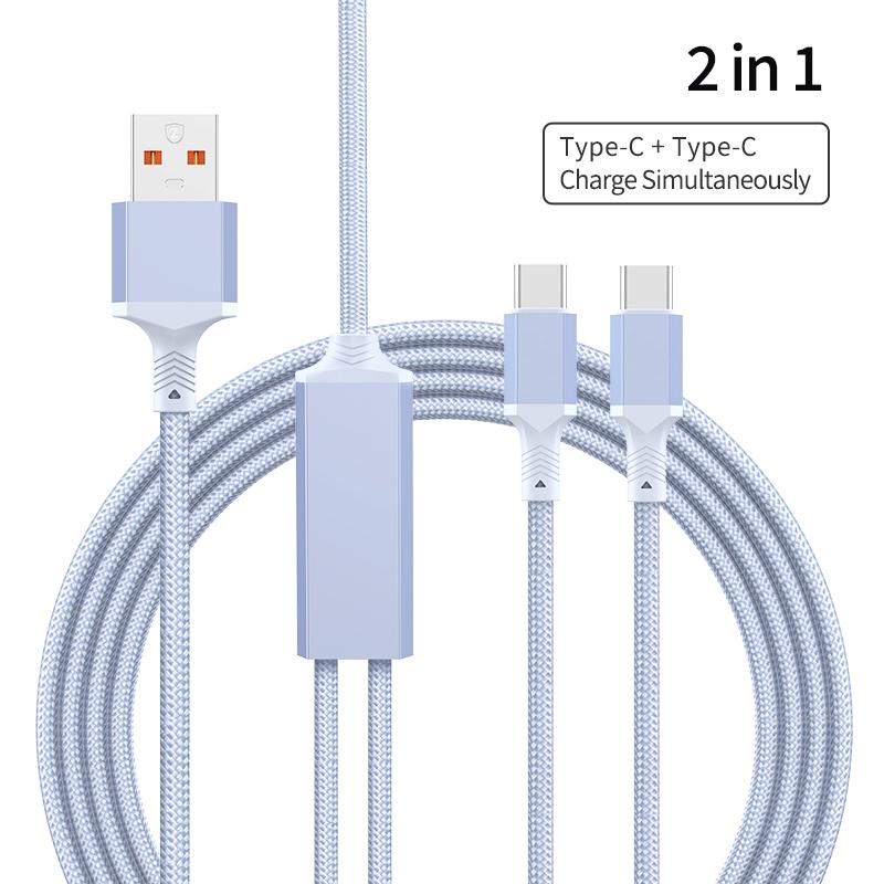 New Design 2-in-1 Hexagonal Braided PD100W USB Type-C Fast Charging Cable for iPhone 16/15 for for