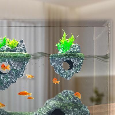 Floating Stone Aquarium Decoration Realistic Resin Turtle Rocks Fish Tank Cave Fish Tank Decoration Landscaping Ornaments