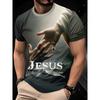 Men's Jesus Inspired 3D Printed T-shirt - Casual Short Sleeved Round Neck