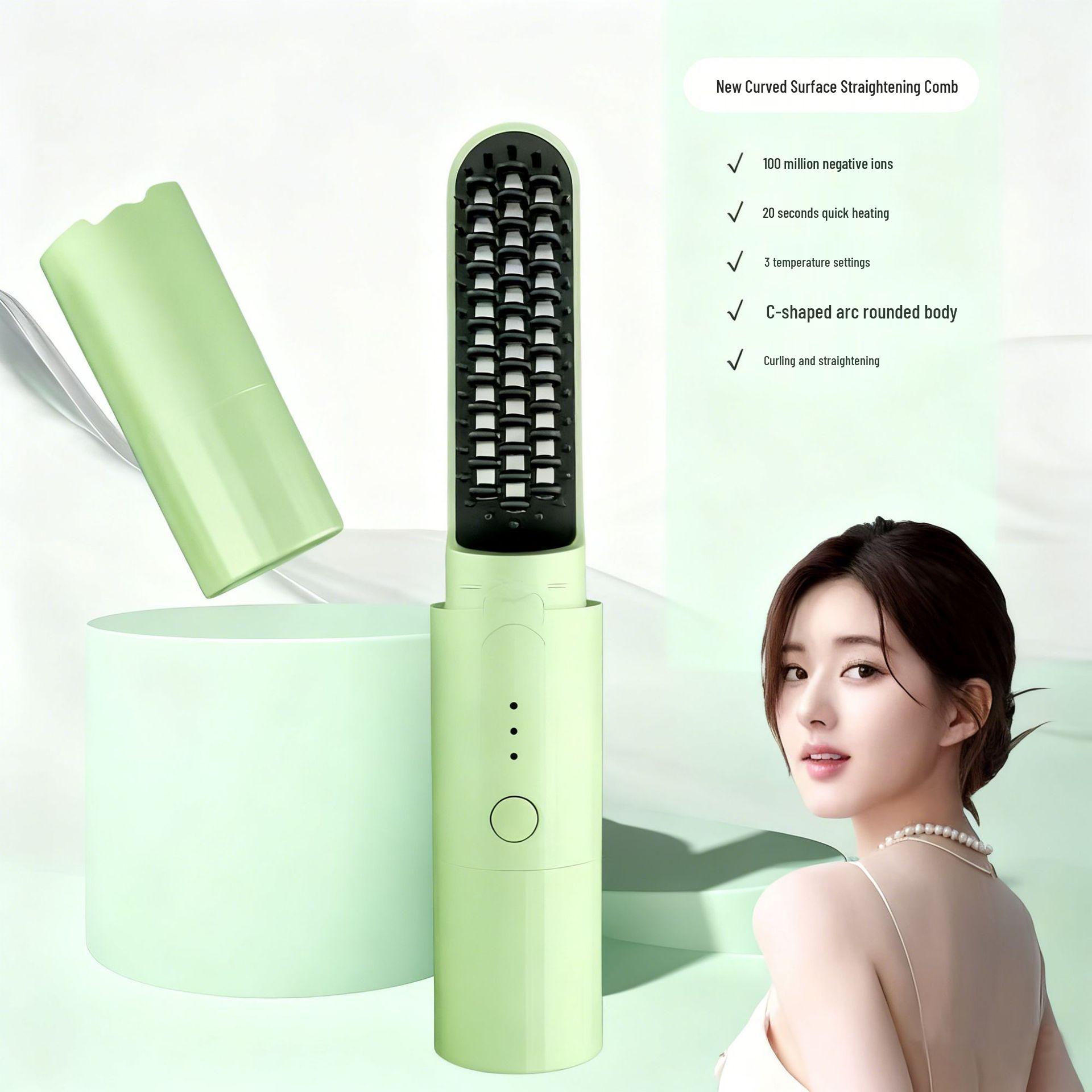 

Portable USB Rechargeable Mini Wireless Straightening & Curling Comb