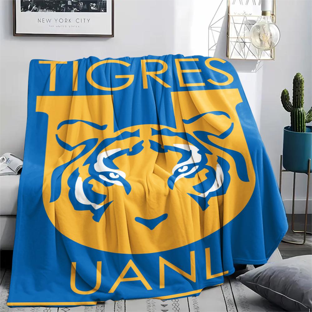 1PC Tigres UANL Print Flannel Blanket, High quality Comfortable for All Seasons, Home Decor, Warmth and Comfort, Perfect for Christmas Gifts219