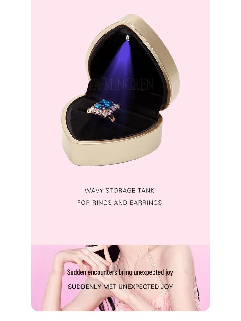 Luxury Heart-Shaped LED Jewelry Box for Rings and Necklaces
