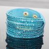 Bracciale multistrato in corda di cuoio con diamanti completi fatto a mano alla moda, bracciale con diamanti colorati alla moda