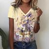 Fashion Sunflower Floral 3D Print T Shirt Summer Women V-Neck T-shirts Harajuku Streetwear Y2k Tees Top Woman Clothing Shirt