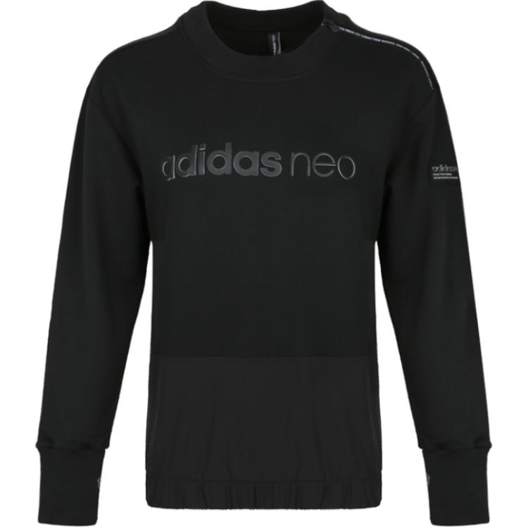 

Adidas Neo Letter Logo Print Crew Neck Long Sleeve Sweatshirt Women sweatshirt Black DM4220 S