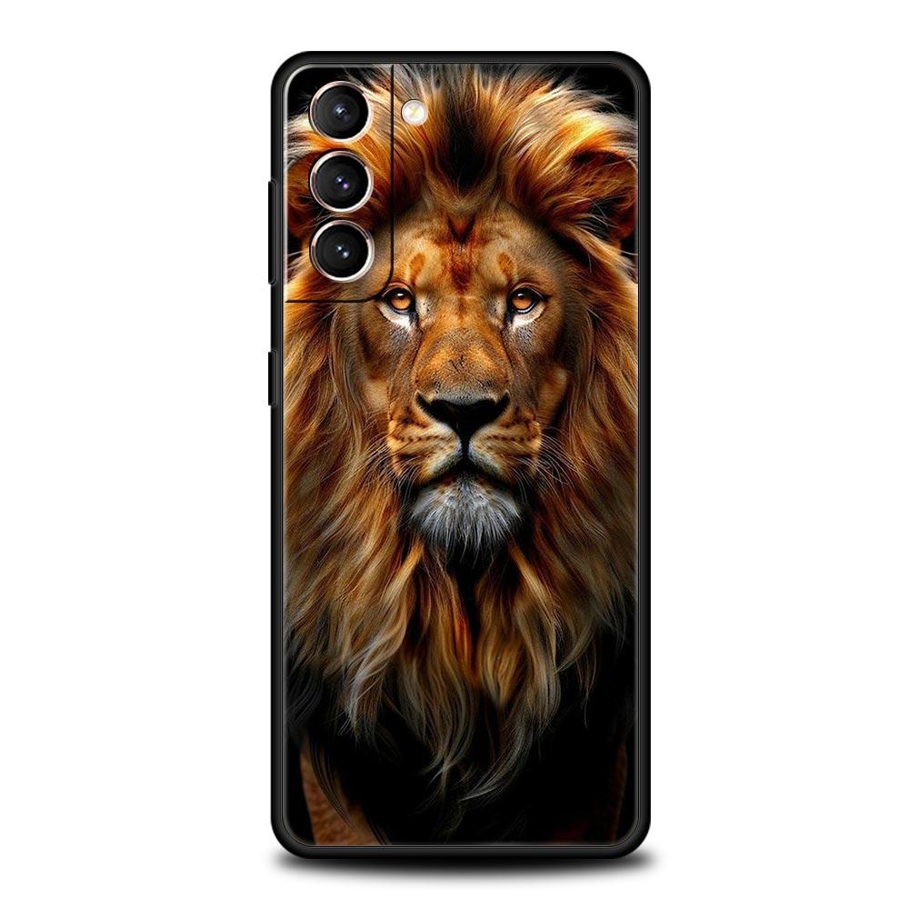 Soft TPU Phone Case For Samsung Galaxy S25 S24 S23 S22 S21 Ultra S20 FE 5G S10 S10E Plus Tigre Wolf Lion Animal Black Cover