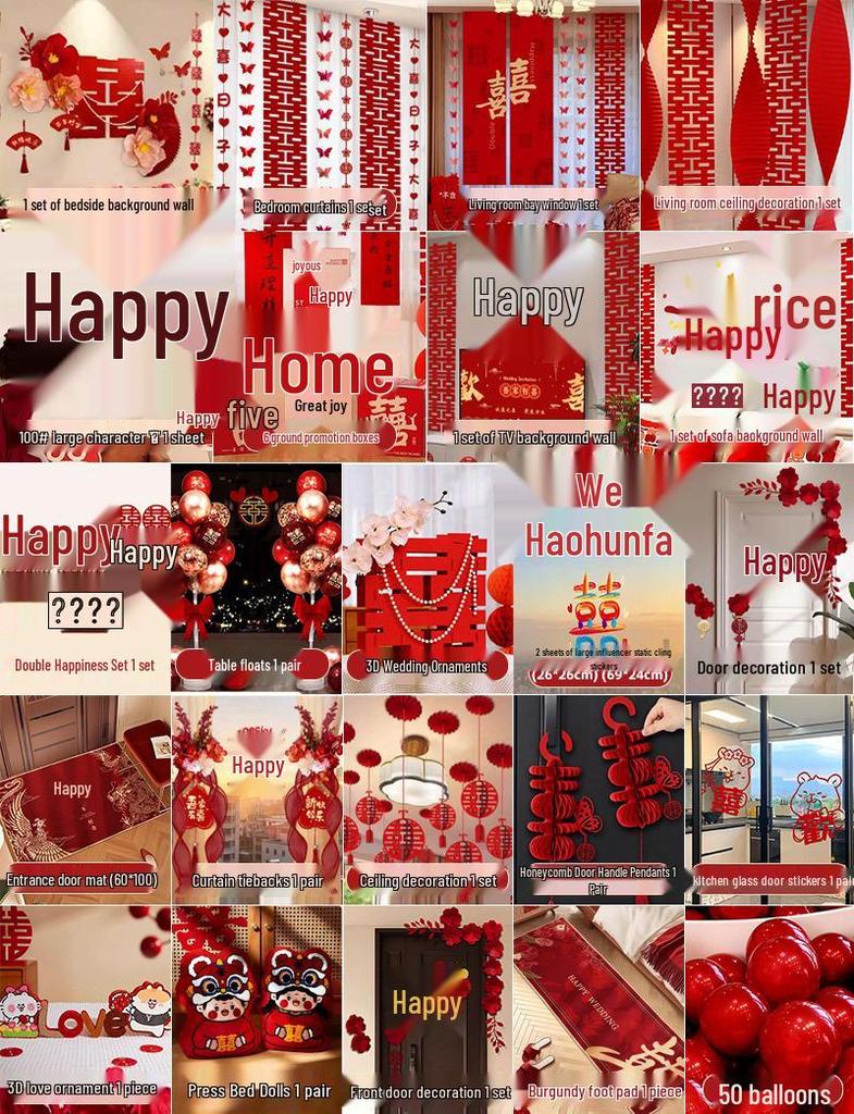 Complete Wedding Room Decoration Set: Bride & Groom's Bedroom Decor Essentials