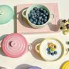 Gradient Ceramic Underglaze Stew Pot with Lid - Double Ear Bowl for Soup, Stews, or Steamed Eggs