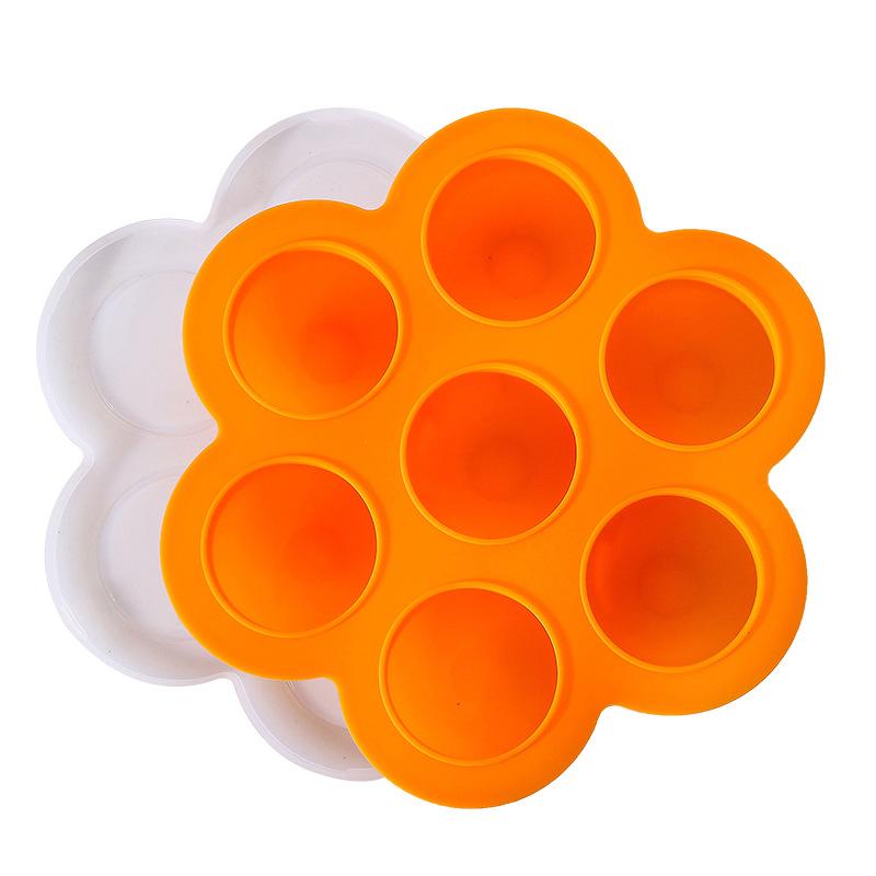 130g Silicone Supplementary Food Box 7-hole with Lid Children's Snack Fresh-keeping Box Ice Grid Air Fryer Egg Steamer