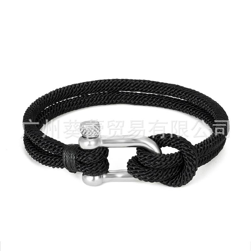 U-shaped Horseshoe Buckle Bracelet Men's Stainless Steel Couple Milan Rope Outdoor Enthusiast Bracelet