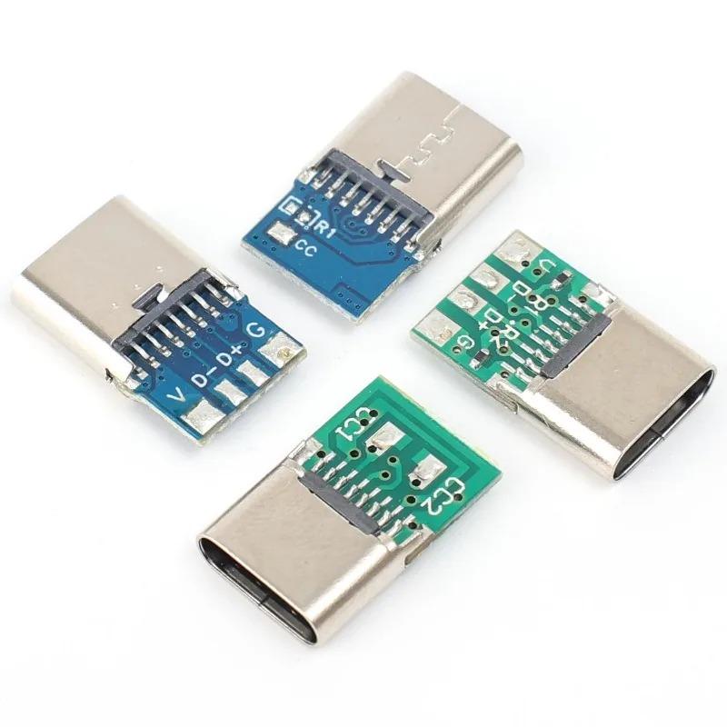 1/10/20Pcs Electric Terminals Welding DIY Data Cable Support PCB Board Type C Female Connectors Jack with Dual 5.1K Resistors