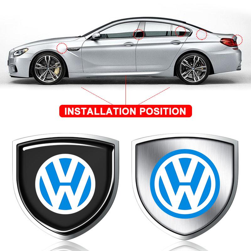 1 stk 3D Metall Auto Dørskjold Emblem Bil Karosserimerke Klistremerke For Volkswagen Tiguan Golf-4 5 6 7 MK6 B5 B6 B7 Jetta Lavida Polo Tiguan Passat