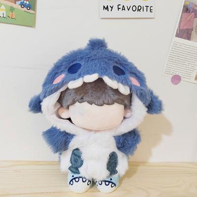 Vêtements de Poupée 20cm Sweats à Capuche Requin Manteau Animal de Dessin Animé Poupées Remplies de Coton Tenue Mignonne Jeu de Changement d'Habillage Maison de Jeu Cadeau